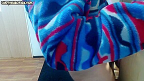 Gloryhole inked BJ DILF sucks BFs cock through hole at home