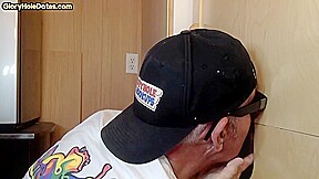 Gray mature amateur gay giving head to gloryhole cock