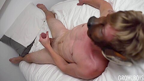 GrowlBoys - Cute furry twink jerking his big cock and sprays cum