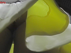 G-string upskirt footage of a chick wearing mini skirt