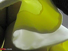 G-string upskirt footage of a chick wearing mini skirt