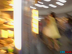 G-string upskirt footage of a chick wearing mini skirt