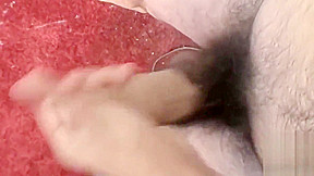 Hairy jock stroking his massive cock until he cums hard
