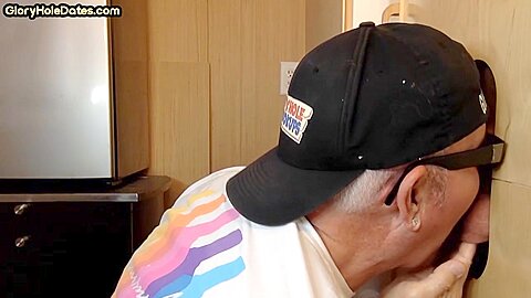 Homemade gloryhole BJ DILF sucking and stroking BFs cock