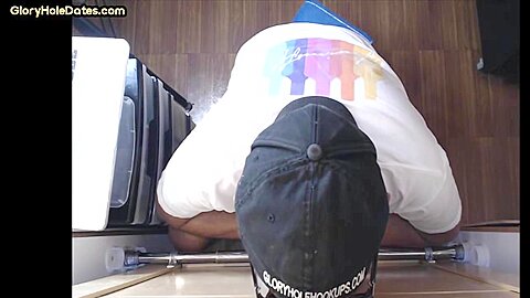 Homemade gloryhole BJ DILF sucking and stroking BFs cock