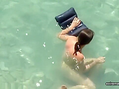 Horny Stepmom In The Sea And On The Beach