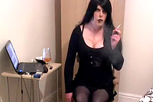 Horny amateur shemale video with Webcam, Stockings scenes
