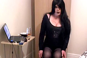 Horny amateur shemale video with Webcam, Stockings scenes