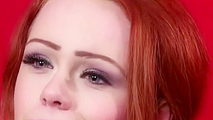 Horny centerfold gets cum shot on her face swallowing all the love juice