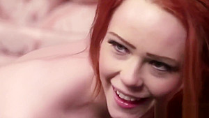 Horny centerfold gets cum shot on her face swallowing all the love juice