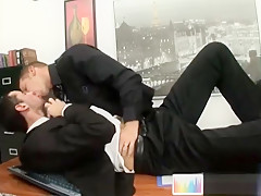Horny gay boys suck dick at the office during job interview