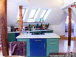 Horny ugly chubby mature milf Manuela Liebeknecht with natural boobs fuck in kitchen