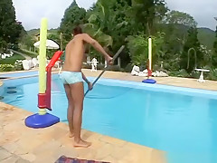 Hot Buff hunks big uncut cock fucked twink poolside sex