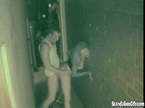 Hot Couple Blowjob and Fucking back of club