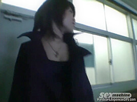 Hot Japanese Emo Blowjob closeup in classroom