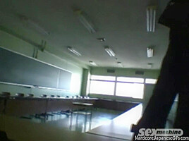Hot Japanese Emo Blowjob closeup in classroom