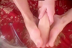 Hot blonde teen 18+ footjob and toejob