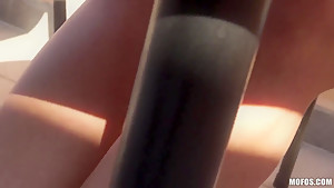 Hot brunette babe Enza doing it for the money and sucking cock