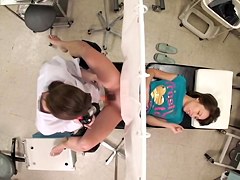 Hot lesbian dildo sex during kinky medical examination