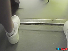 Hot skinny-ass upskirt video of a darling in public