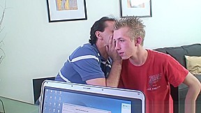 Hot threesome in the office with old granny
