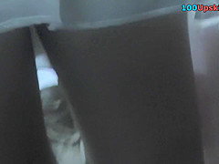 Hot upskirt g-string footage of brunette's flabby ass