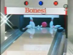 Hot upskirt video of a blond chick bowling