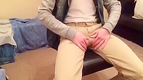 Huge bulge nice dick cums
