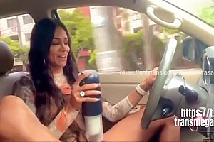 Hung Latina Strokes Her Cock In Public