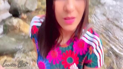 I Spoken My Half Step sister Bathing Naked At The Waterfall She Wanted To Take My Cum