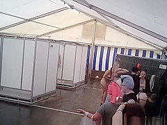 Improvised shower tent