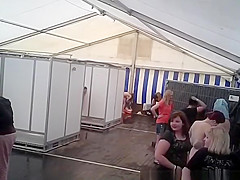 Improvised shower tent