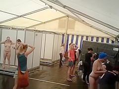 Improvised shower tent