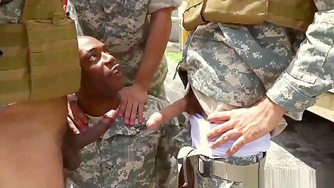 Jackson's muscular military mens penis hot gay blowjob with