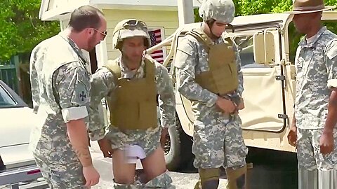 Jackson's muscular military mens penis hot gay blowjob with
