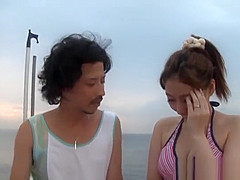 Japanese model is an amateur sucking cock outdoors