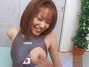 Japanese racing swimsuit fucking in pool