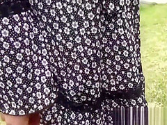 Japanese redhead blowing POV dick in the park