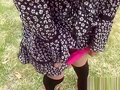 Japanese redhead blowing POV dick in the park