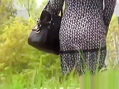 Japanese redhead blowing POV dick in the park