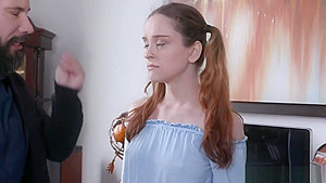 Jealous stepdad Tommy punish teen 18+ Lily with his girth dong