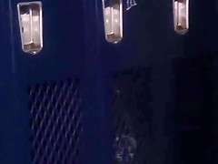 Jerking jock cumcovered in lockerroom after game
