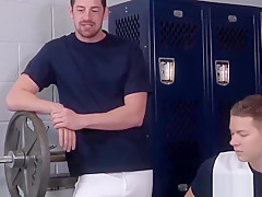 Jerking jock cumcovered in lockerroom after game