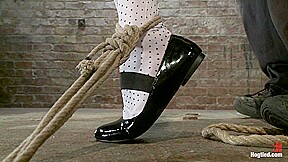 Jessie Cox in Pig Tails + Thigh Highs + Cotton Panties + Ball Gag + Crotch Rope = Awesome - HogTied