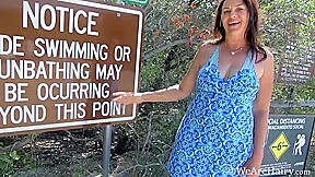 Joanna Jakes strips naked out by the lake deck