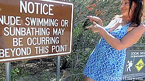 Joanna Jakes strips naked out by the lake deck