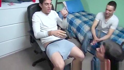 Kinky college guys have hardcore anal sex in the dorm room