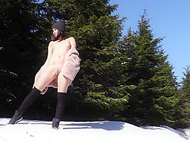 Lady Taking A Piss In The Snow  