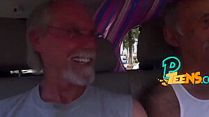 Latina teen 18+ Gangbanged By Elderly Studs