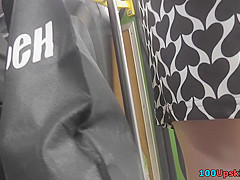 Long-haired beauty in the bus upskirt amateur movie